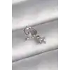 316L Çelik Gümüş Renk Zirkon Taşlı Kelebek Model Sallantı Detay Tragus Piercing - TJ-PR1299