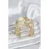 BFS Pirinç Gold Renk Levha Yelpaze Model Kadın Bileklik