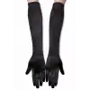 Siyah Renk Likralı Dirseğe Kadar Uzun Kumaş Eldiven 40 Cm