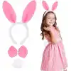 Pembe Tavşan Kostüm Seti – Taç, Papyon, Ponpon (12’li Paket)