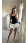 Balon etek&Straplez crop ikili takım