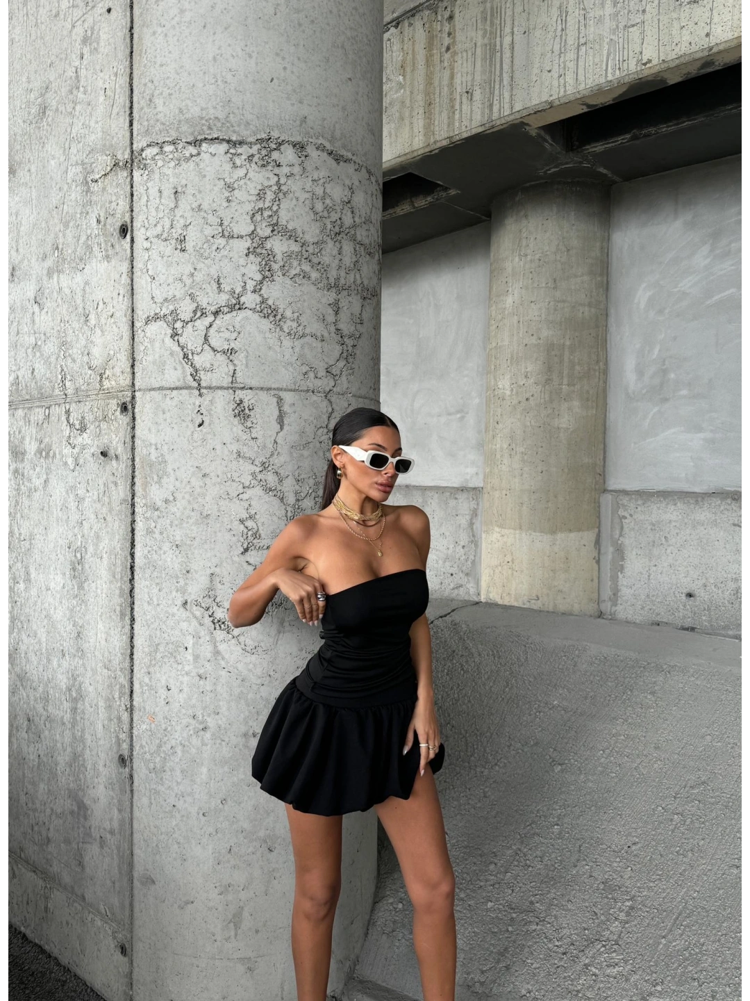 Balon etek&Straplez crop ikili takım