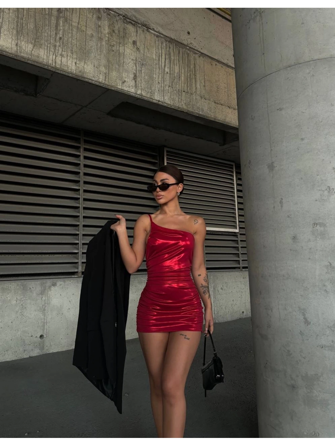 FOLYO GÖRÜNÜMLÜ MİNİ ELBİSE