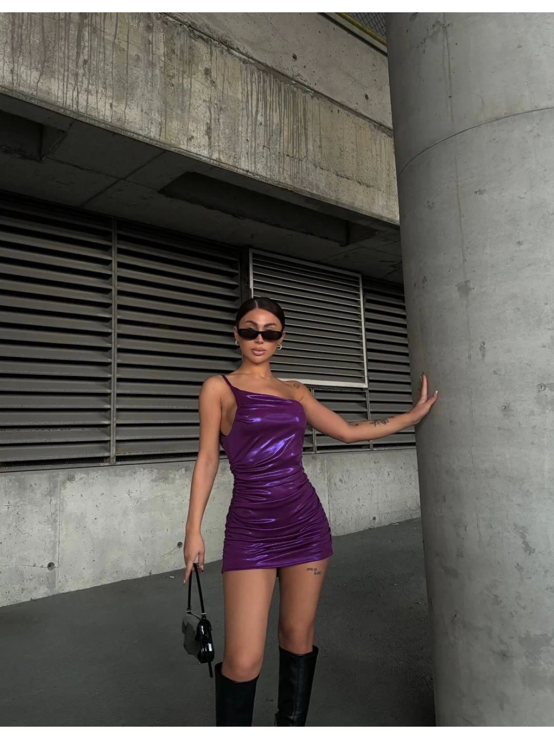 FOLYO GÖRÜNÜMLÜ MİNİ ELBİSE