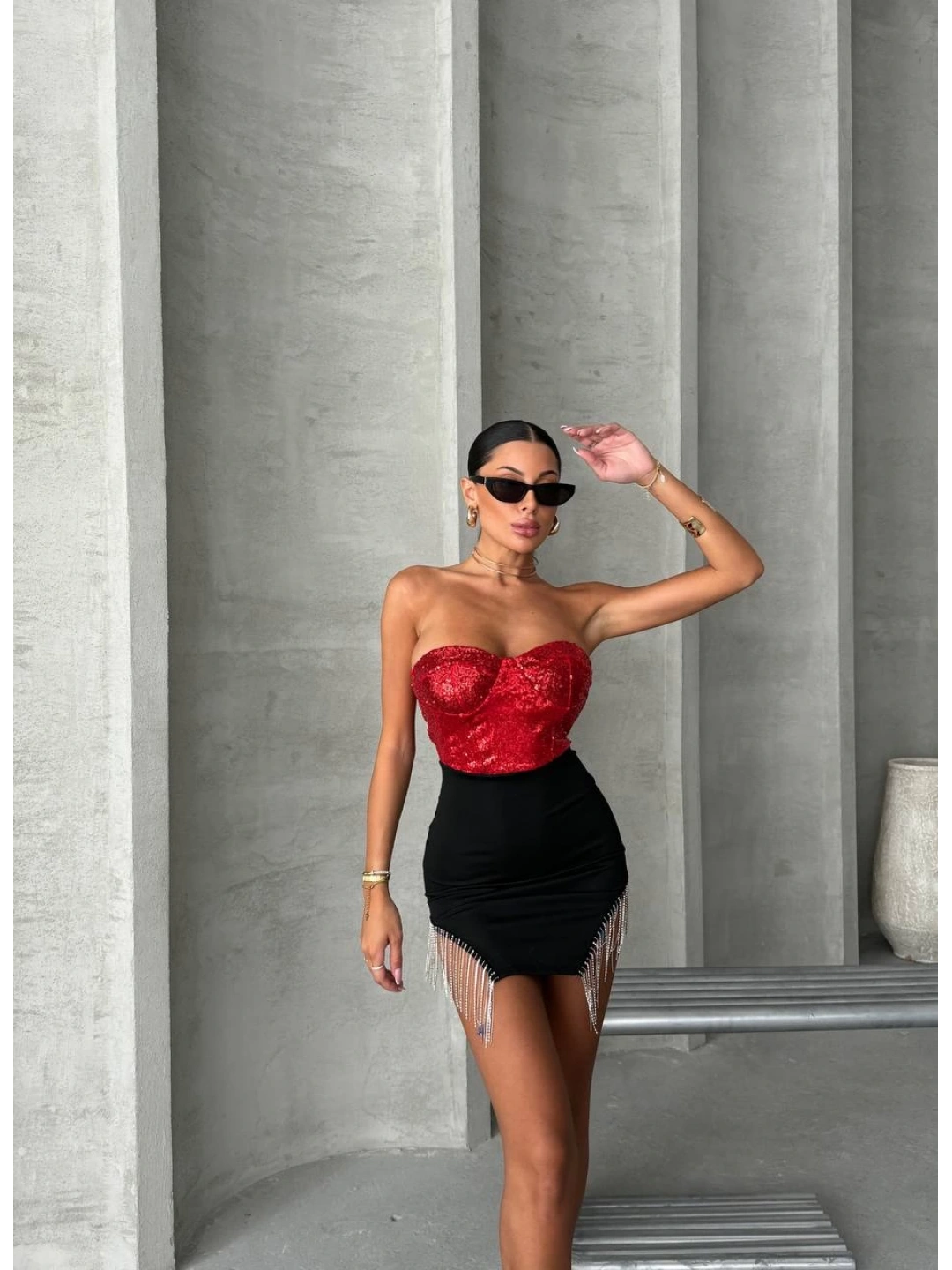 PAYET&KREP MİNİ ELBİSE