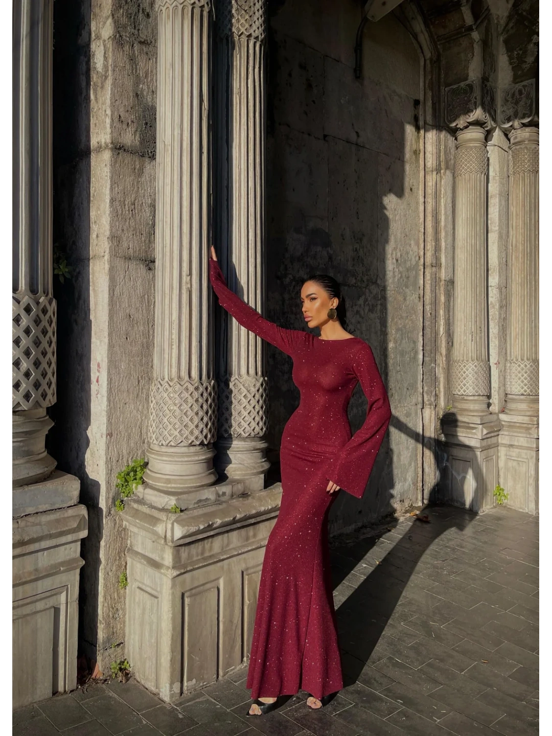 Sırt Dekolteli Maxi Boy Çan Elbise