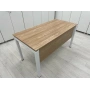 Ahşap Desenli Beyaz Ayak Çalışma Masası