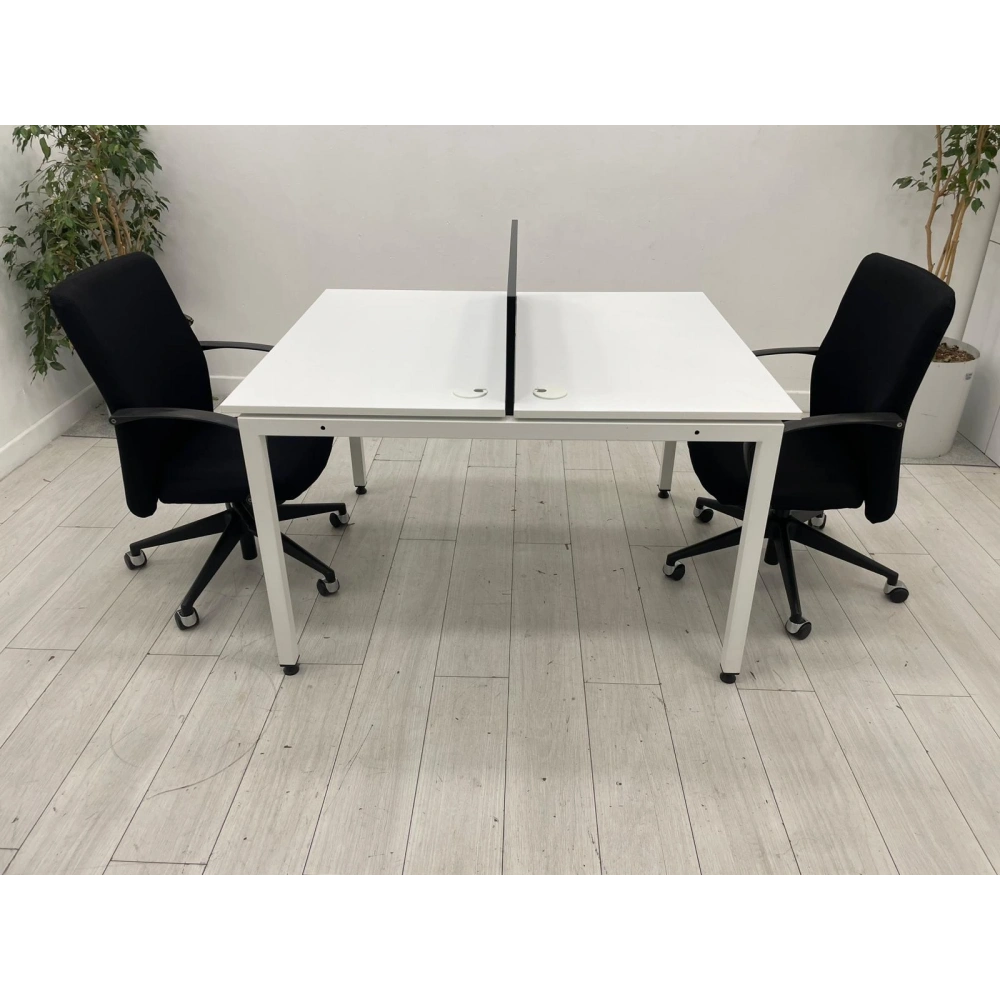 2 Kişilik Beyaz Çoklu Çalışma Masası İş İstasyonu