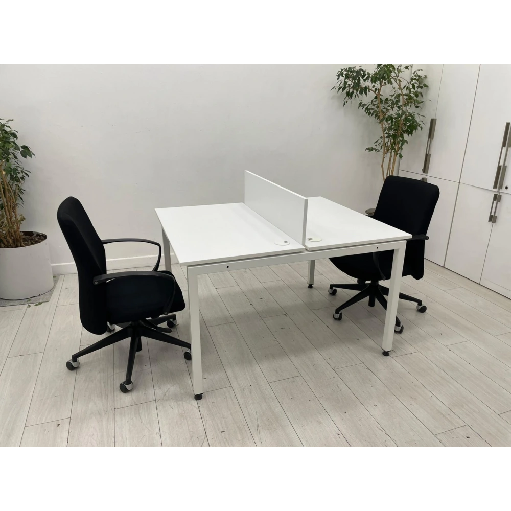2 Kişilik Beyaz Çoklu Çalışma Masası Workstation