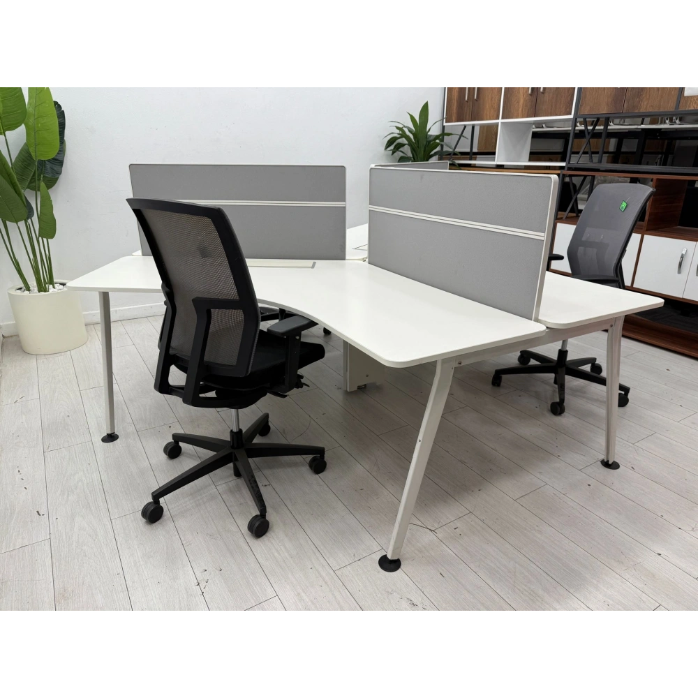 3 Kişilik Beyaz Çoklu Çalışma Masası 270 270 75