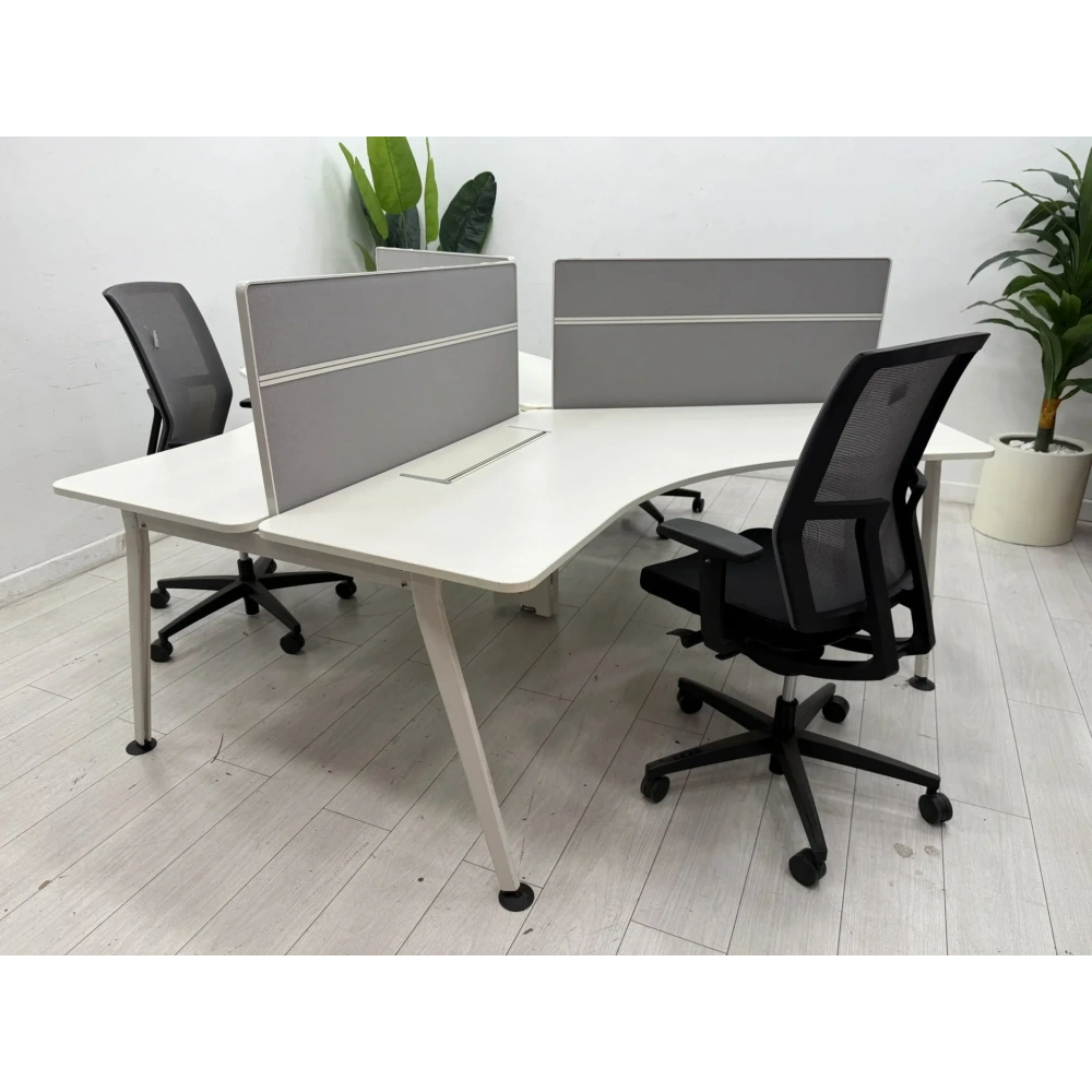 3 Kişilik Beyaz Çoklu Çalışma Masası - M2969