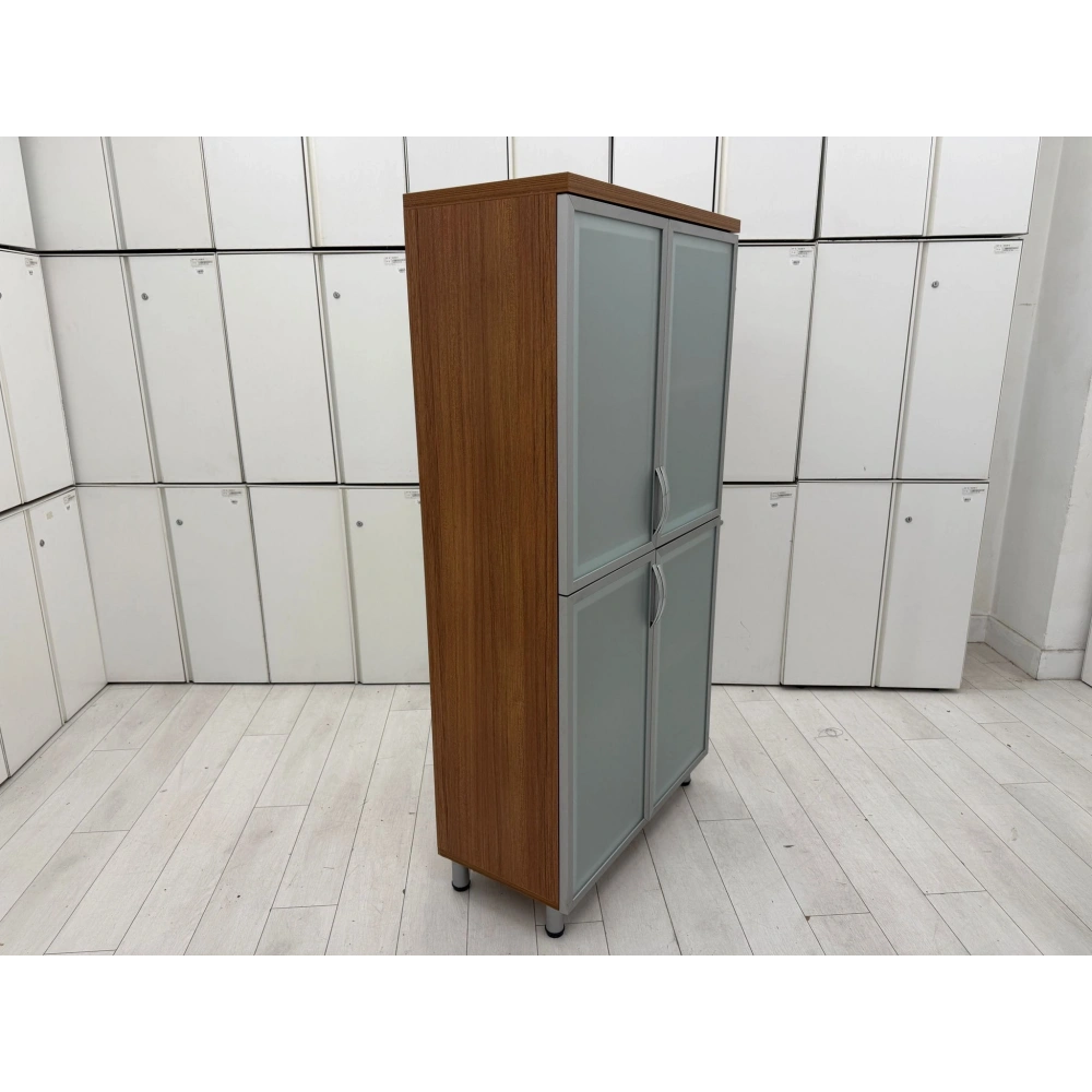 4 Kapaklı Buz Camlı Ofis Dolabı Klasör Dolabı