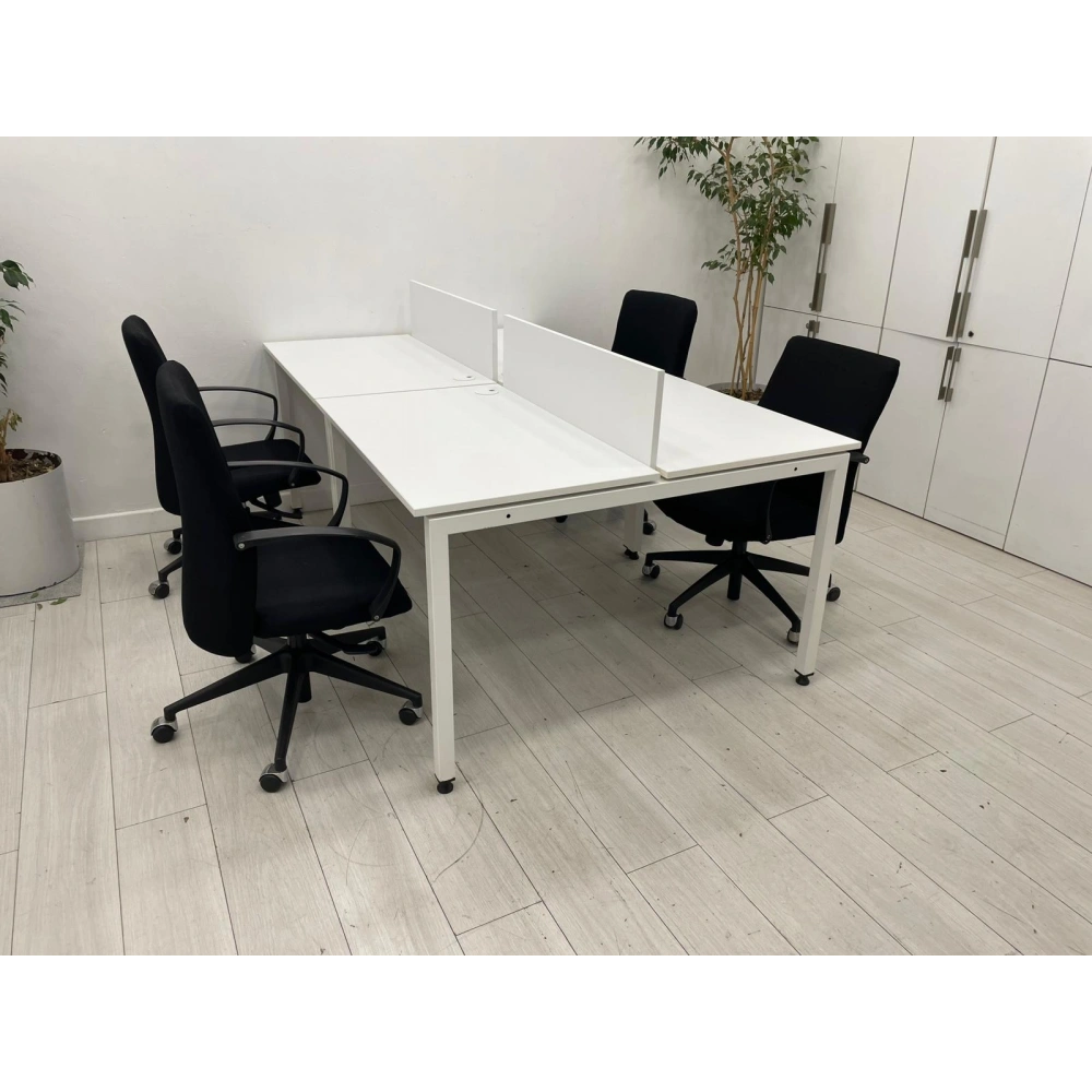 4 Kişilik Beyaz Çoklu Çalışma Masası Workstation