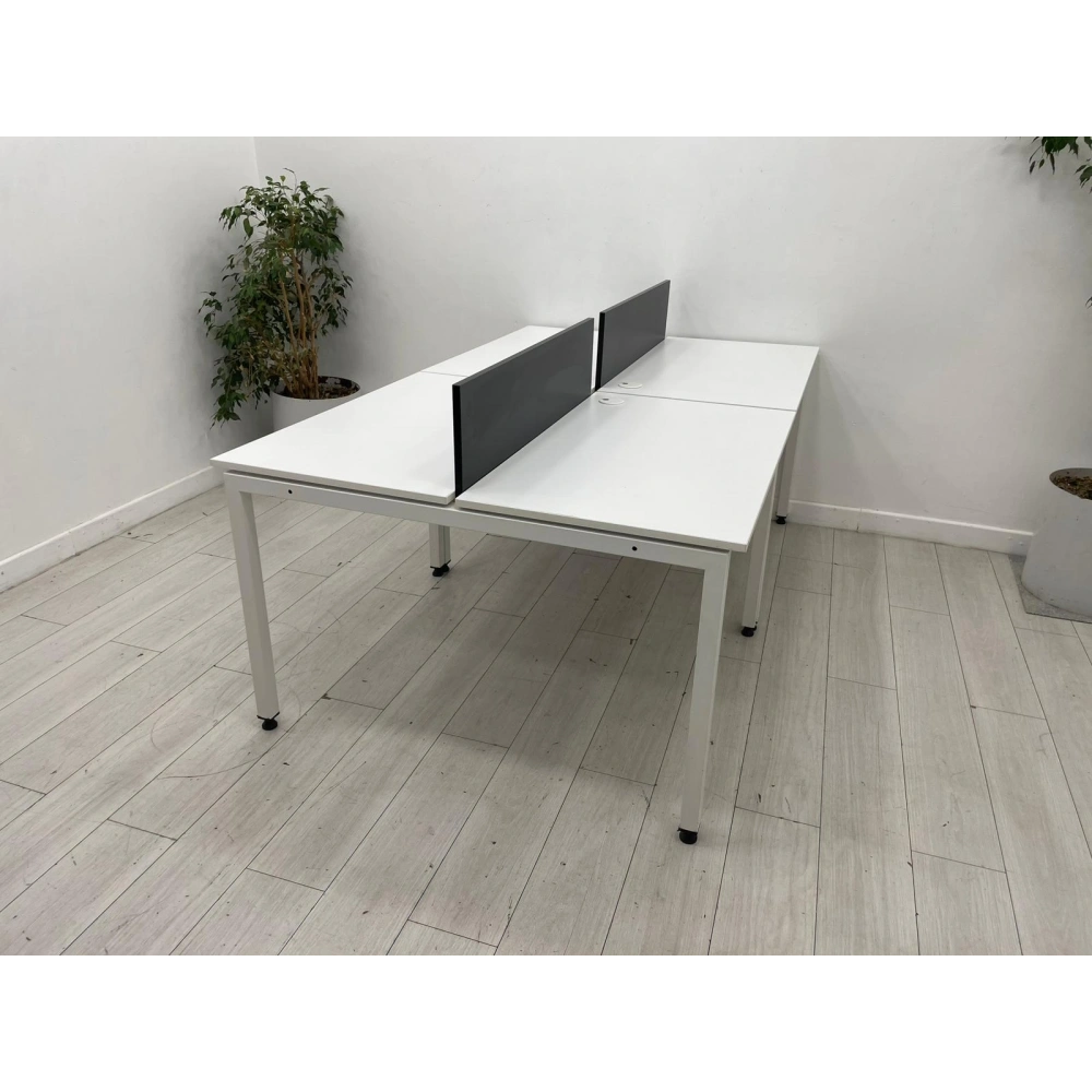4 Kişilik Beyaz Çoklu Çalışma Masası Workstation
