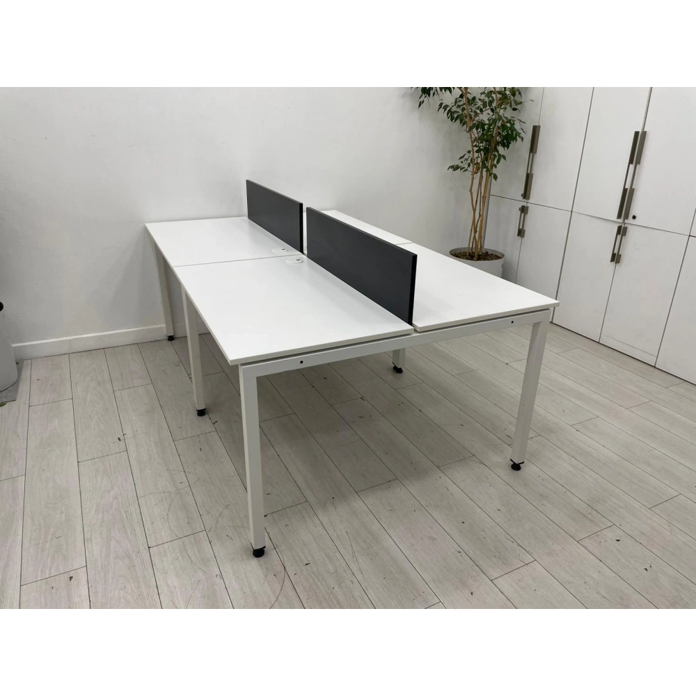 4 Kişilik Beyaz Çoklu Çalışma Masası Workstation