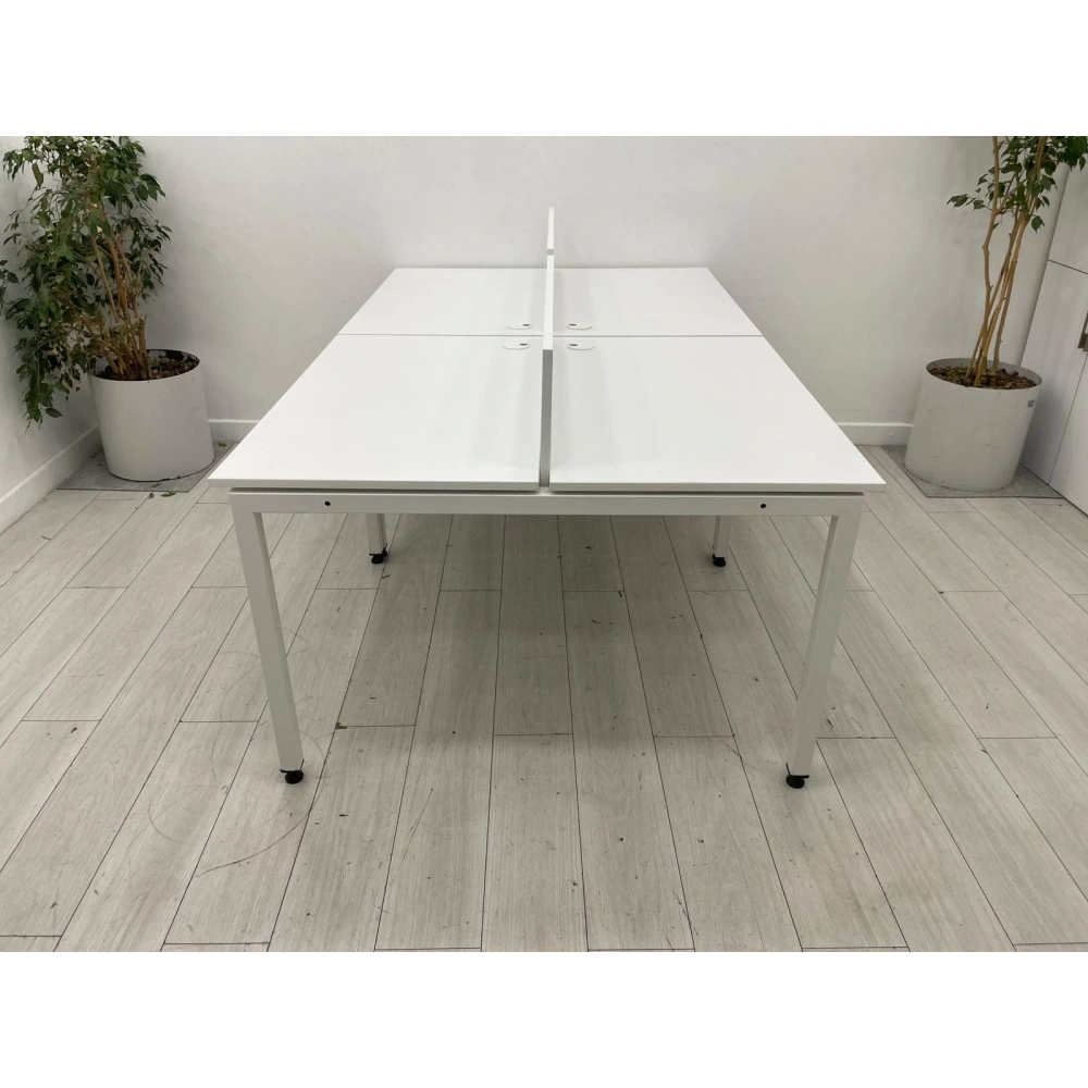 4 Kişilik Beyaz Çoklu Çalışma Masası Workstation