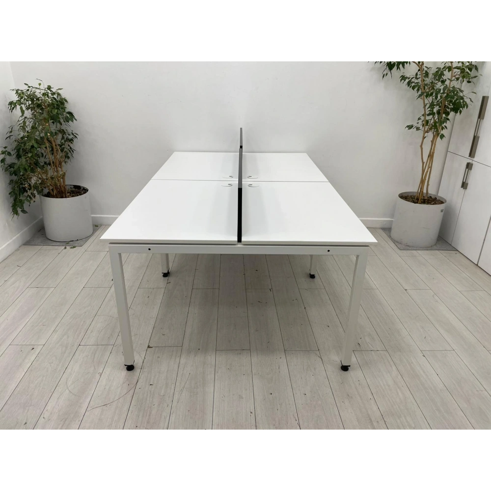 4 Kişilik Beyaz Çoklu Çalışma Masası Workstation