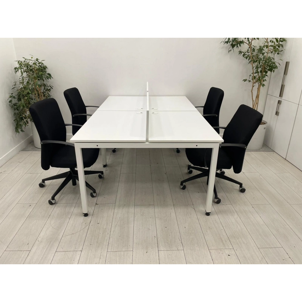 4 Kişilik Beyaz Çoklu Çalışma Masası Workstation
