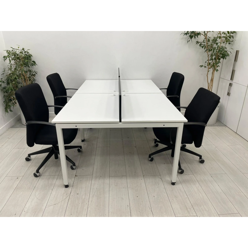 4 Kişilik Beyaz Çoklu Çalışma Masası Workstation