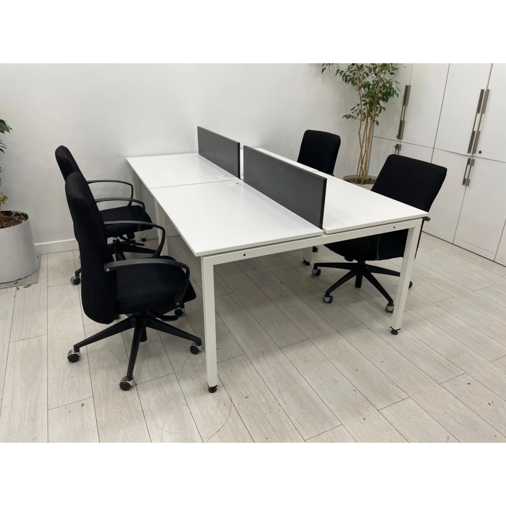 4 Kişilik Beyaz Çoklu Çalışma Masası Workstation