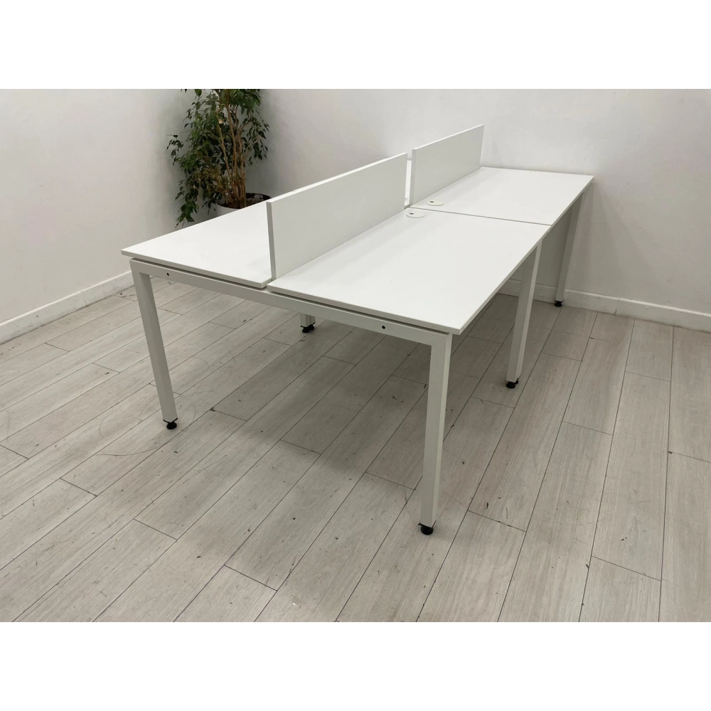 4 Kişilik Beyaz Çoklu Çalışma Masası Workstation