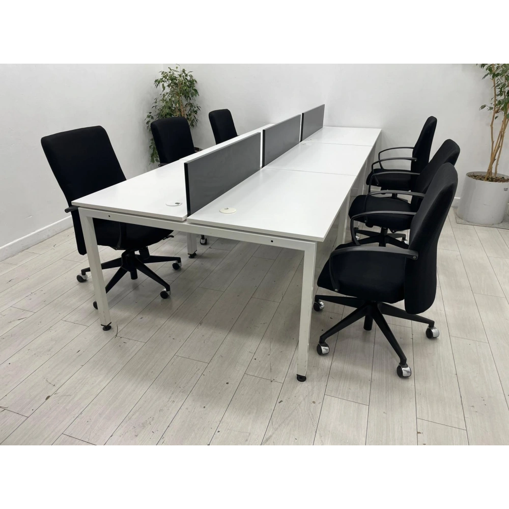 6 Kişilik Beyaz Çoklu Çalışma Masası Workstation