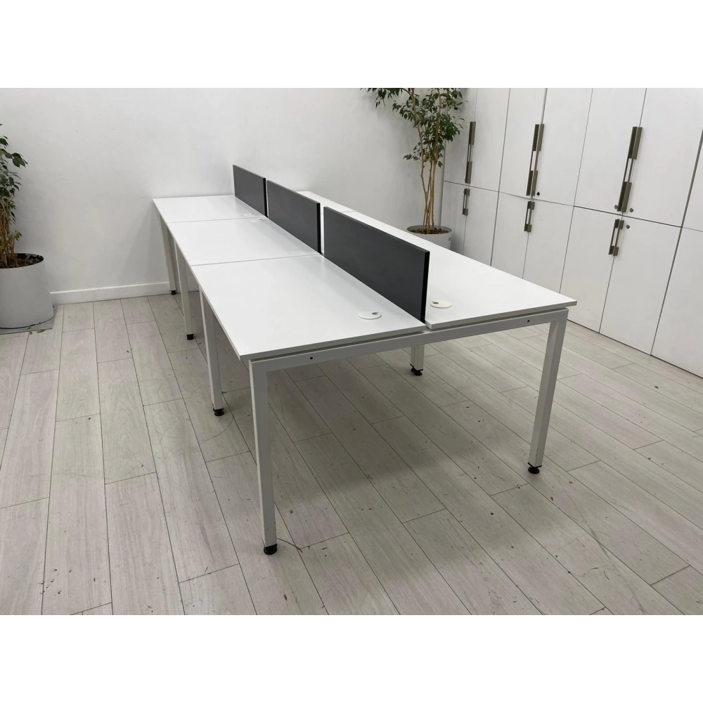 6 Kişilik Beyaz Çoklu Çalışma Masası Workstation