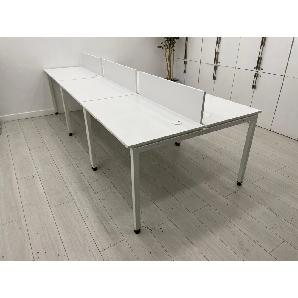 6 Kişilik Beyaz Çoklu Çalışma Masası Workstation