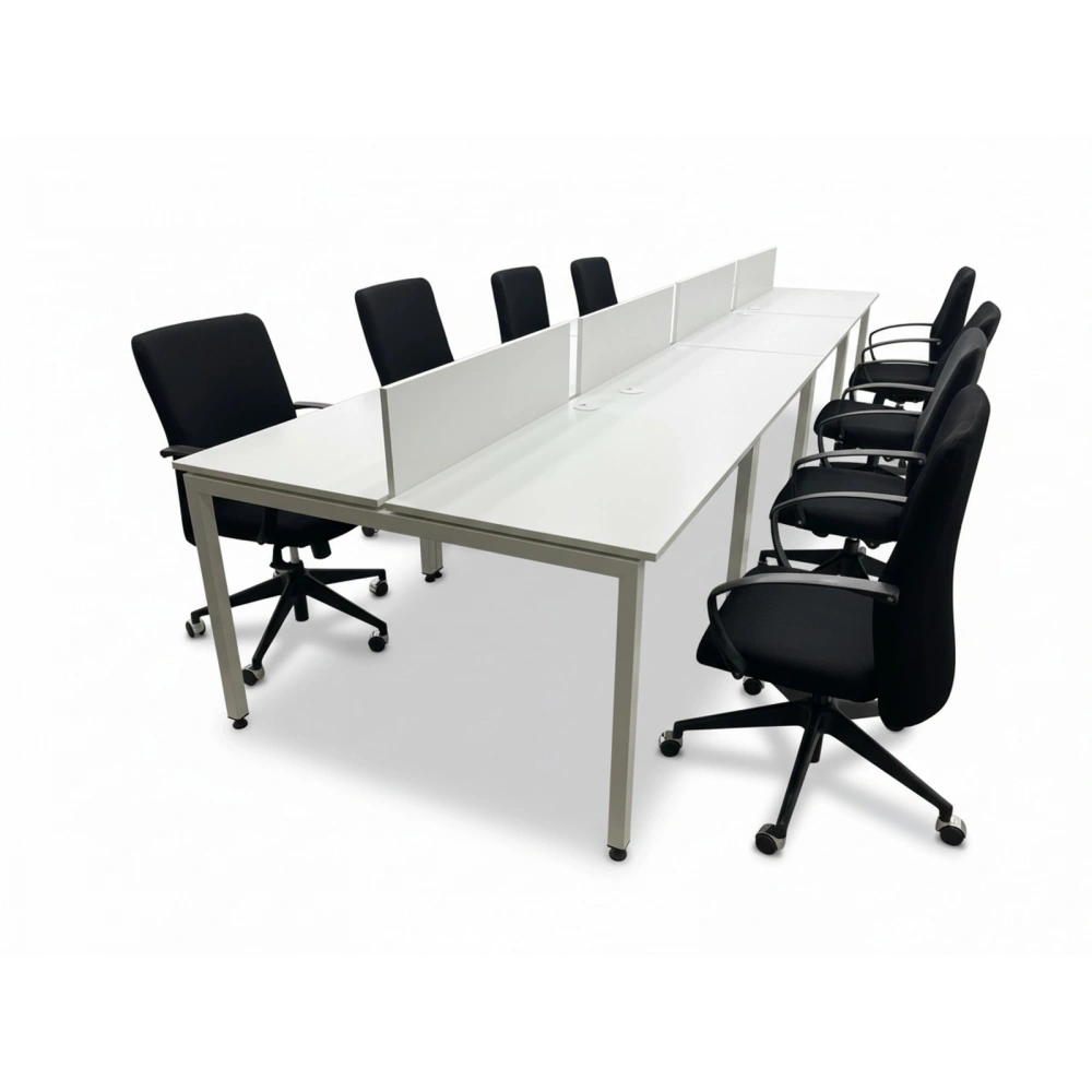 8 Kişilik Beyaz Workstation Çoklu Çalışma Masası