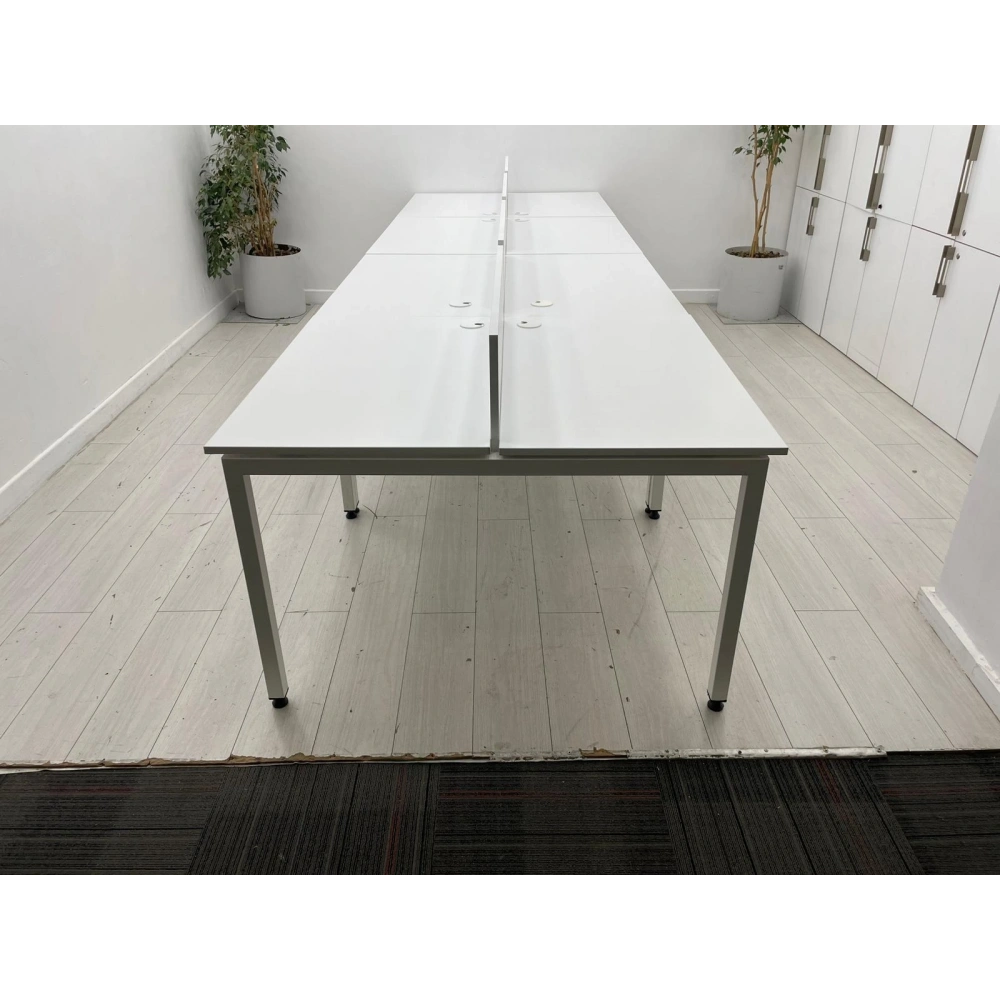 8 Kişilik Beyaz Workstation Çoklu Çalışma Masası