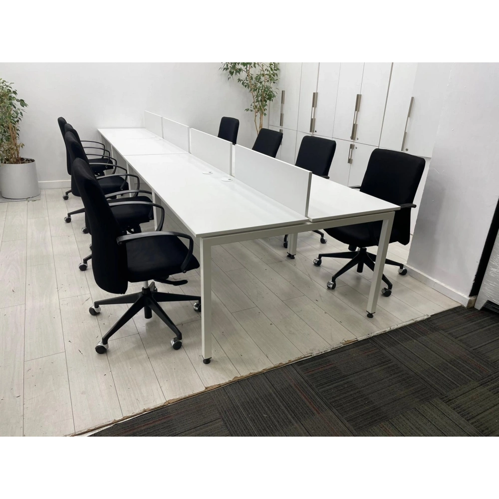 8 Kişilik Beyaz Workstation Çoklu Çalışma Masası
