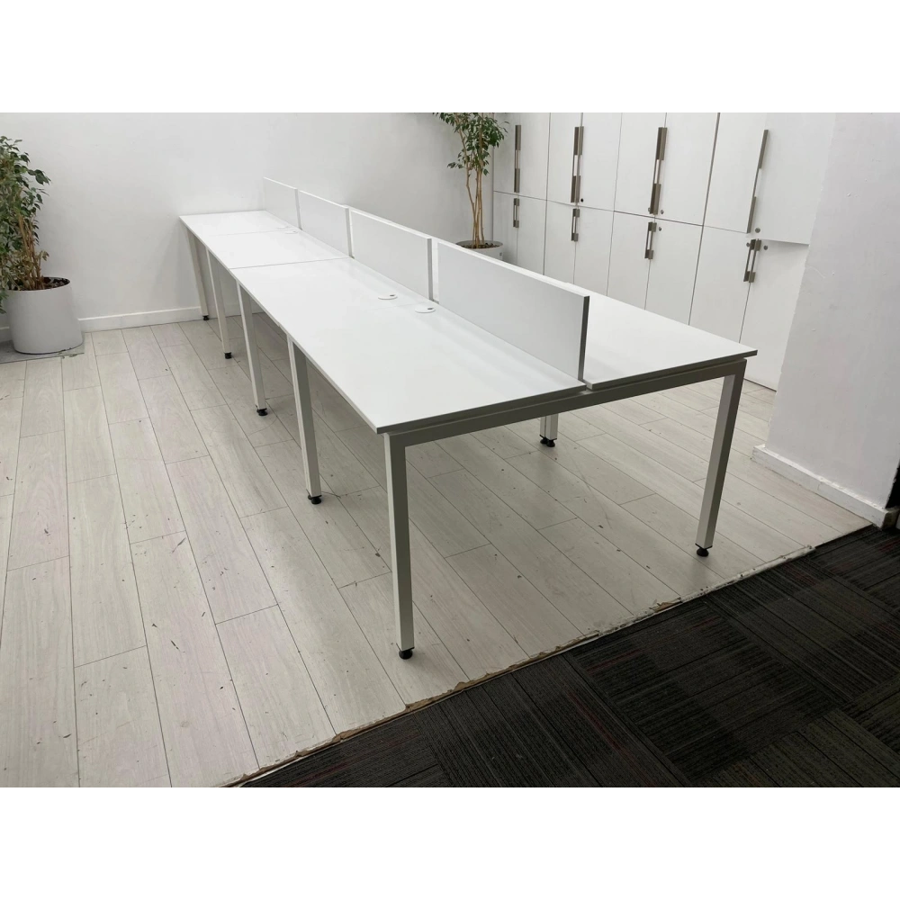 8 Kişilik Beyaz Workstation Çoklu Çalışma Masası
