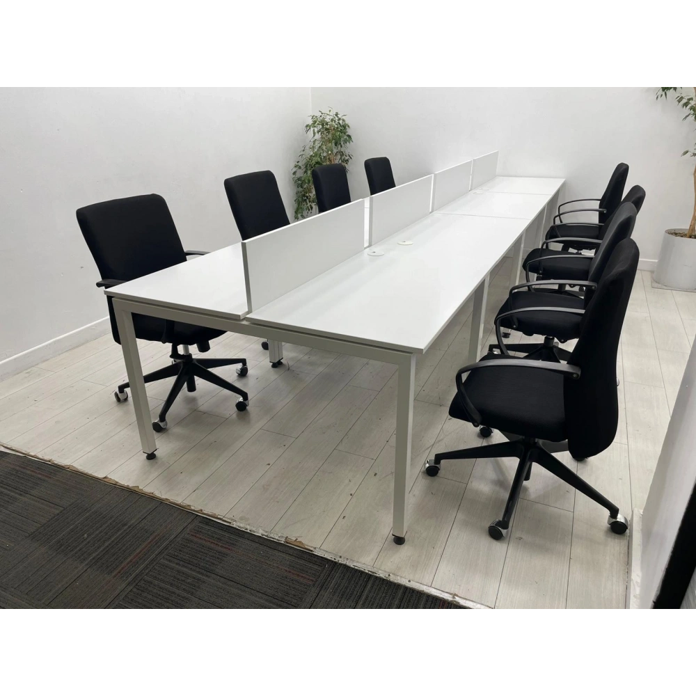 8 Kişilik Beyaz Workstation Çoklu Çalışma Masası