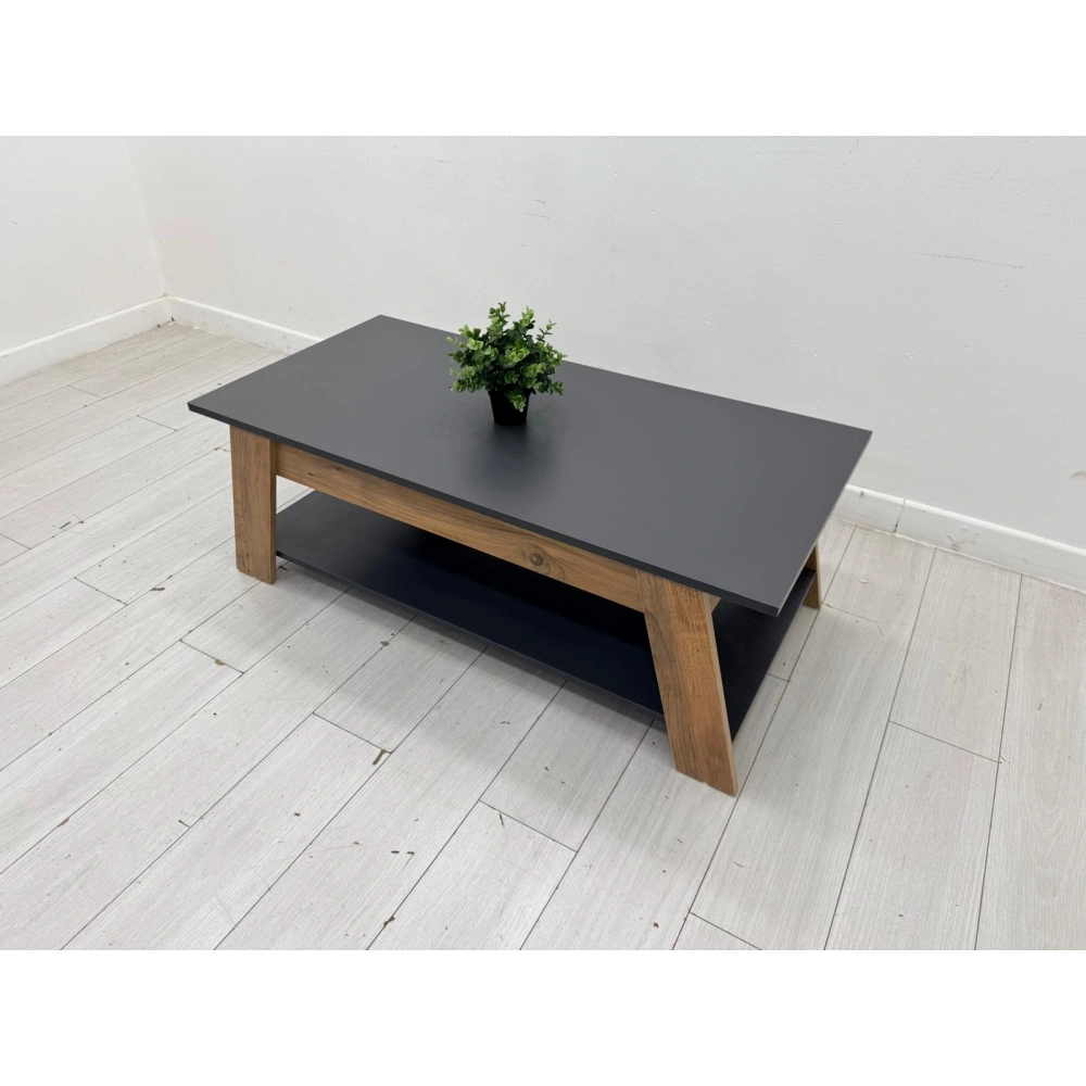 Dekoratif Antrasit Çift Katlı Orta Sehpa