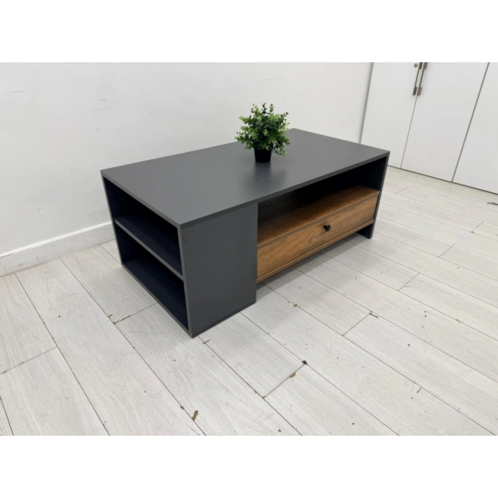 Dekoratif Çekmeceli Antrasit Orta Sehpa 110*60*45