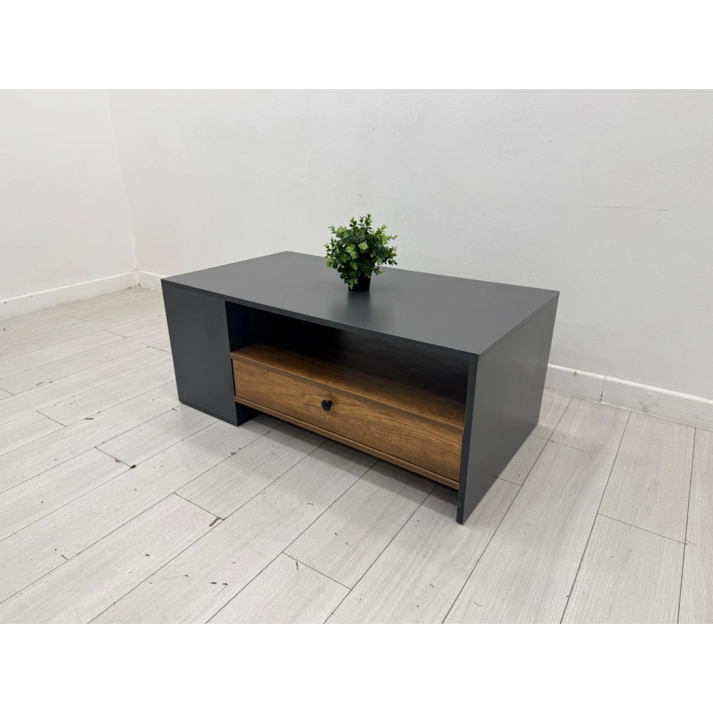 Dekoratif Çekmeceli Antrasit Orta Sehpa 110*60*45