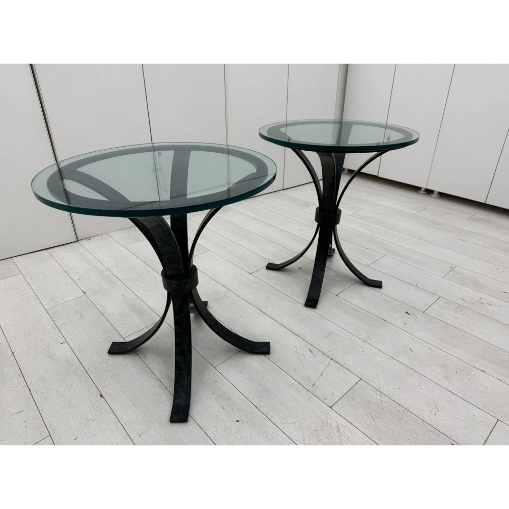 Mermer Yuvarlak Cam Sehpa Ferforje Sehpa