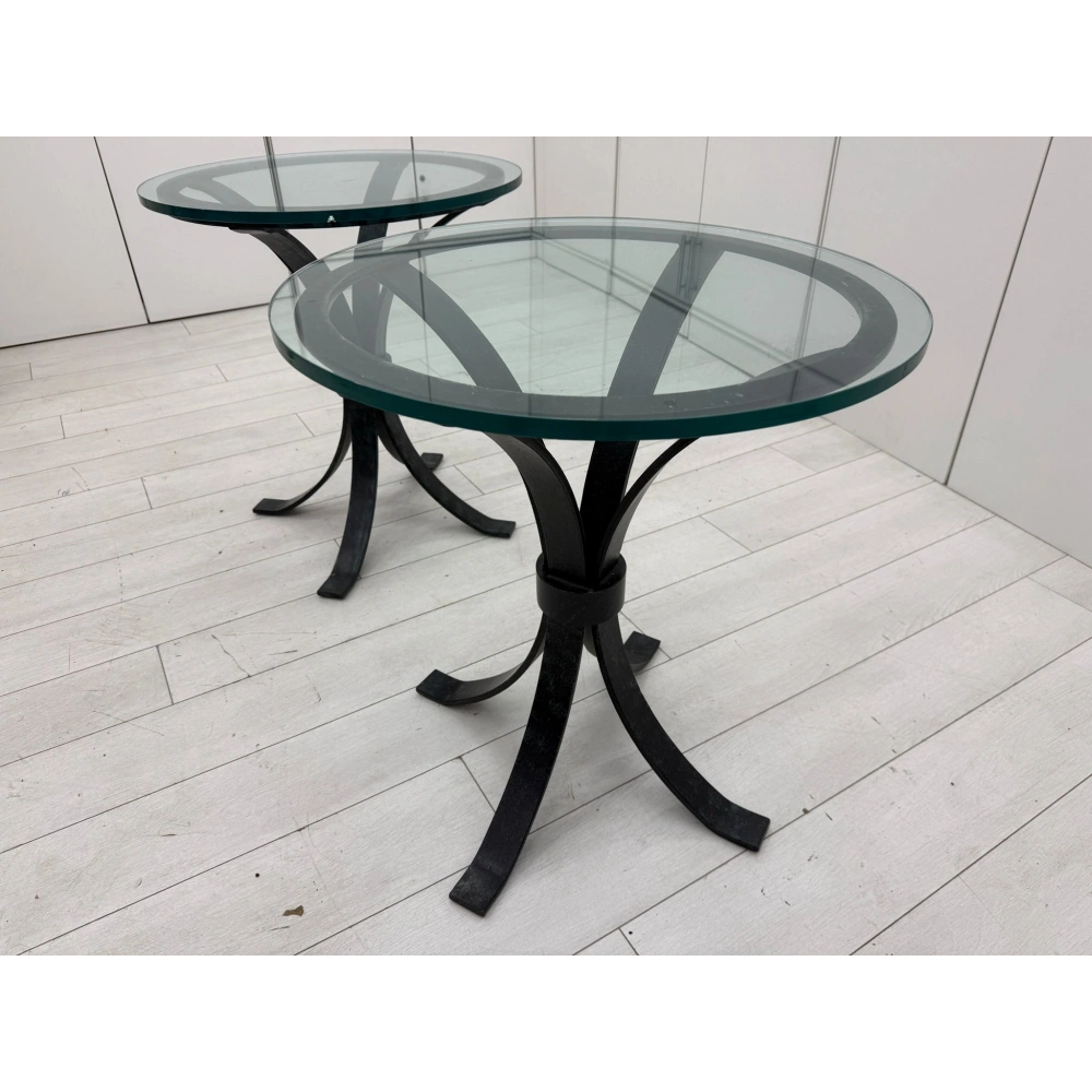 Mermer Yuvarlak Cam Sehpa Ferforje Sehpa