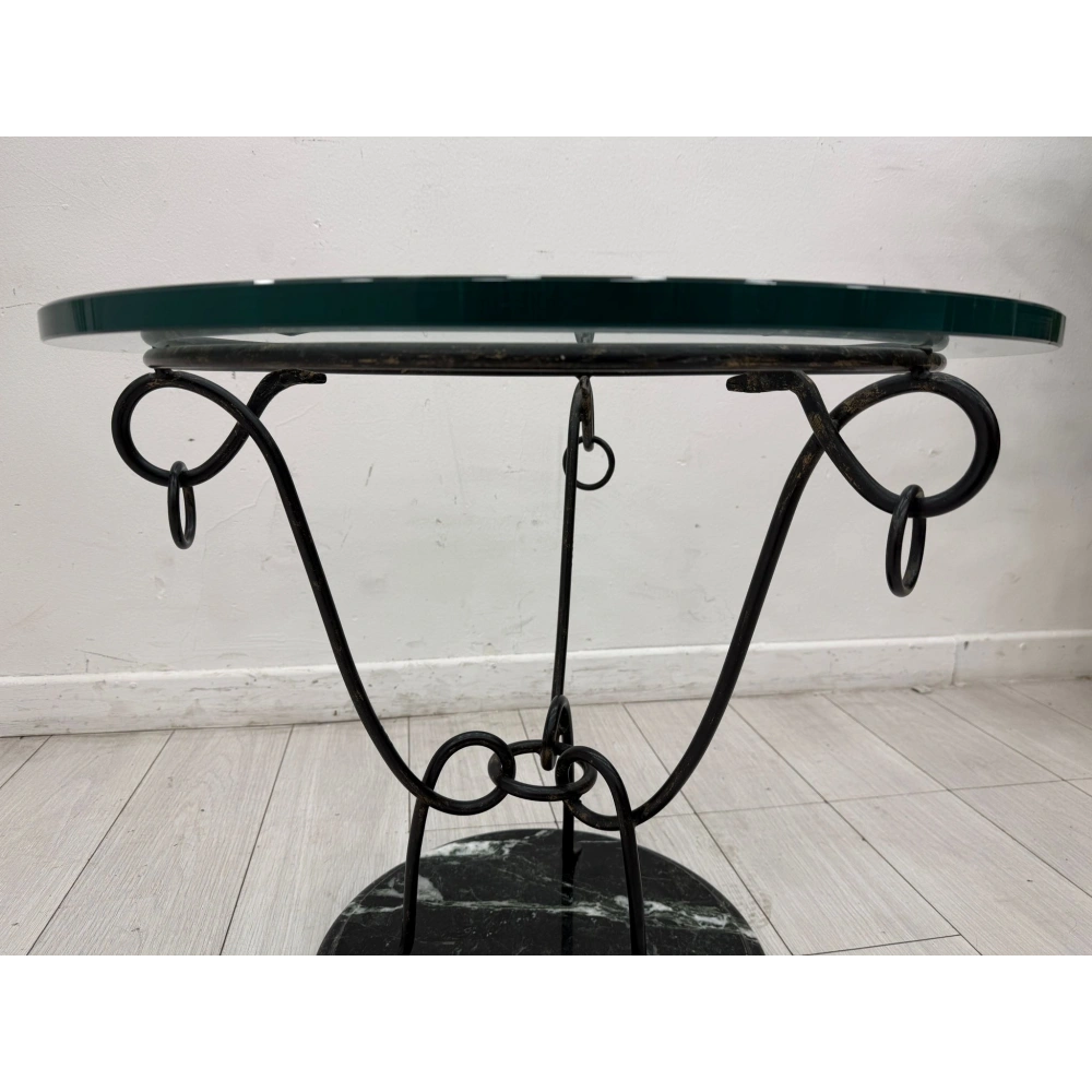 Mermer Yuvarlak Cam Sehpa Ferforje Sehpa