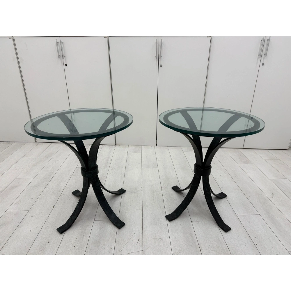 Mermer Yuvarlak Cam Sehpa Ferforje Sehpa