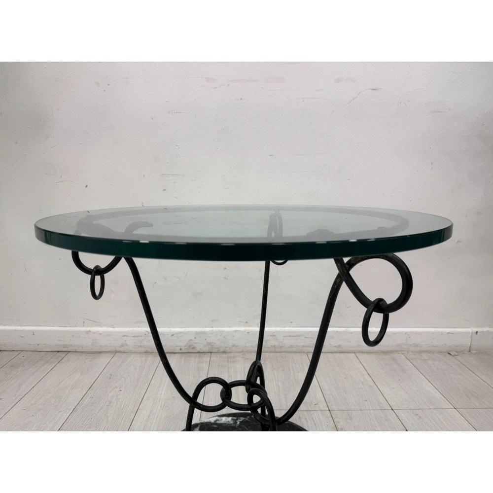 Mermer Yuvarlak Cam Sehpa Ferforje Sehpa