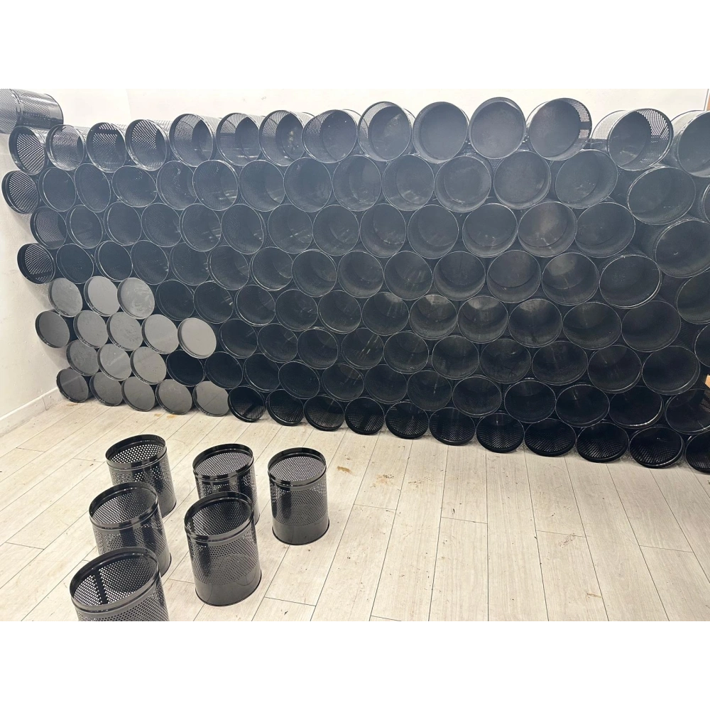 Siyah Metal Çöp Kovası Masa Altı Çöp Kovası