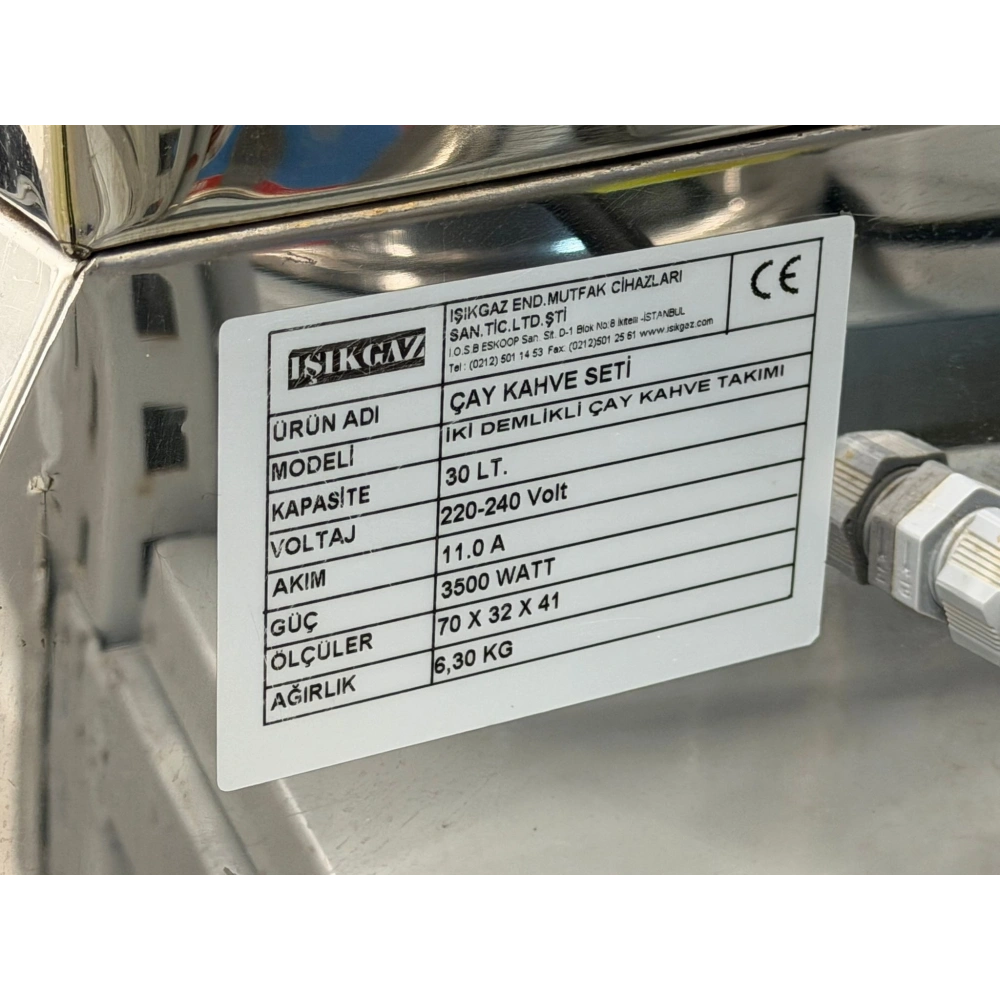 Tek Ocaklı İki Demlikli Çay Kazanı 30 LT