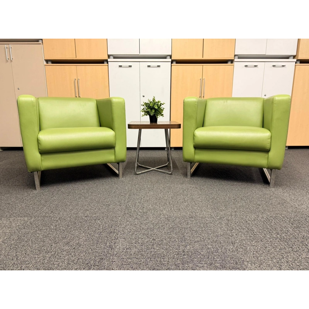 Yeşil Deri Berjer Misafir Bekleme Koltuğu