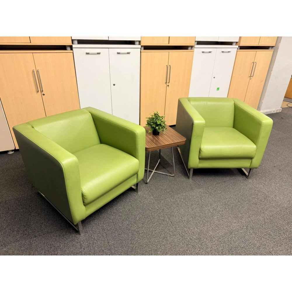 Yeşil Deri Berjer Misafir Bekleme Koltuğu