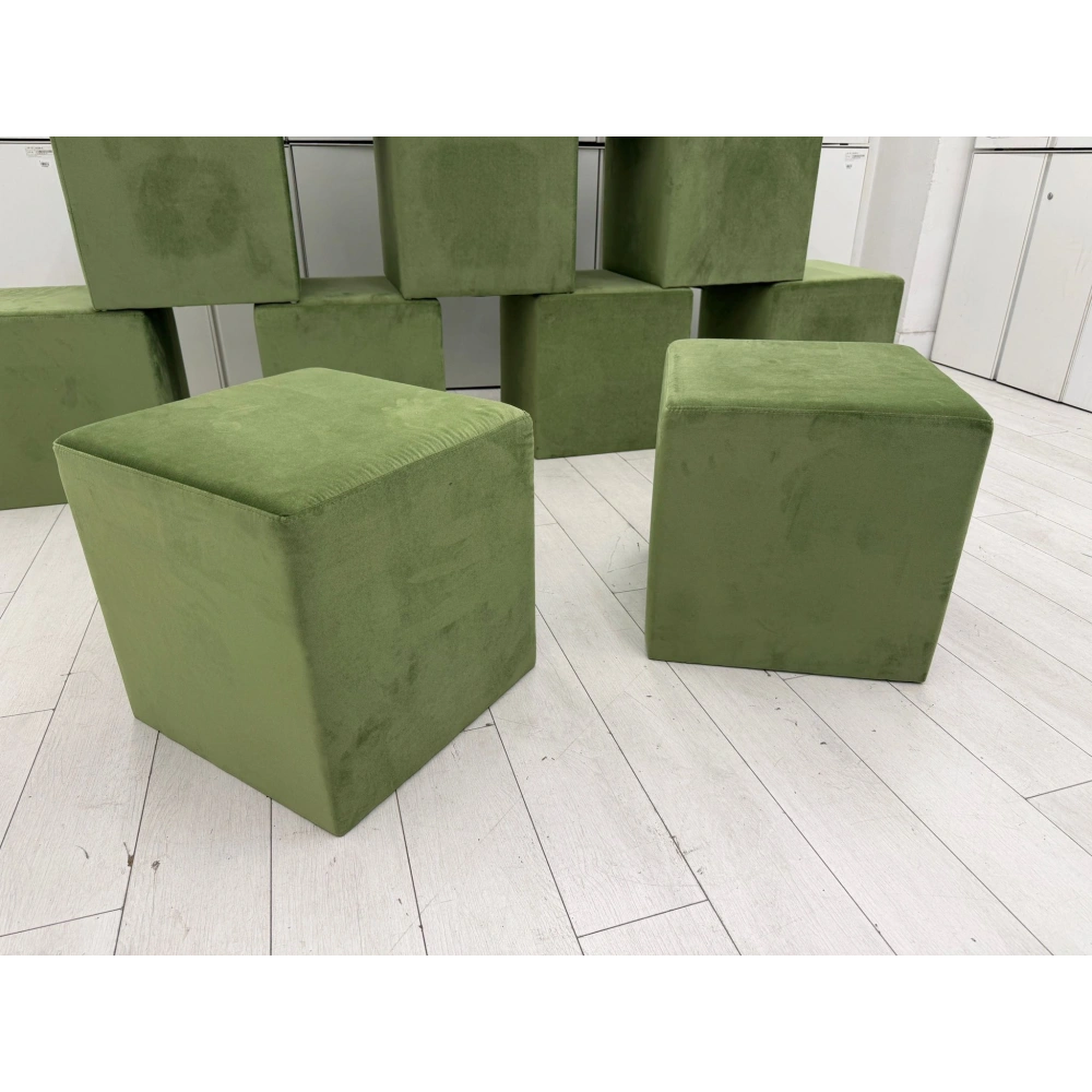 Yeşil Kadife Puf Kare Puf Koltuk Küp Minder