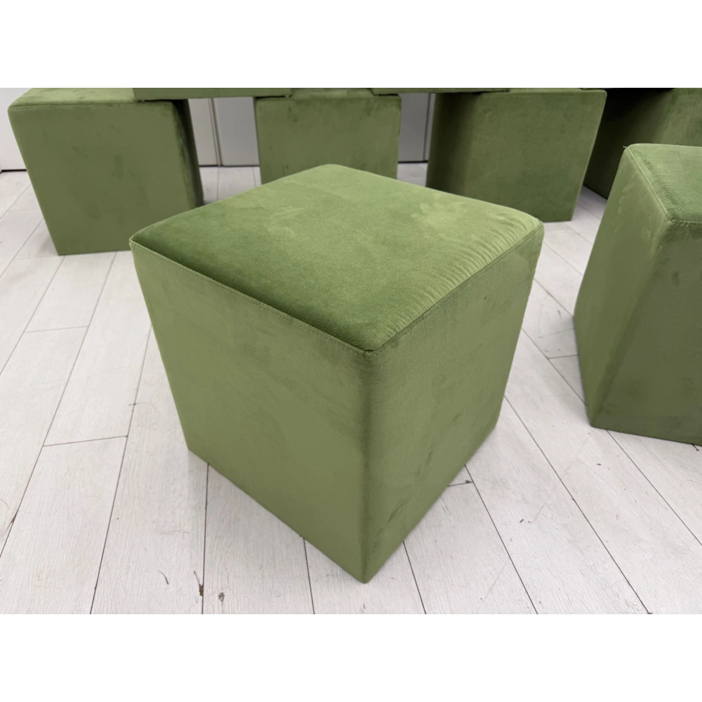 Yeşil Kadife Puf Kare Puf Koltuk Küp Minder