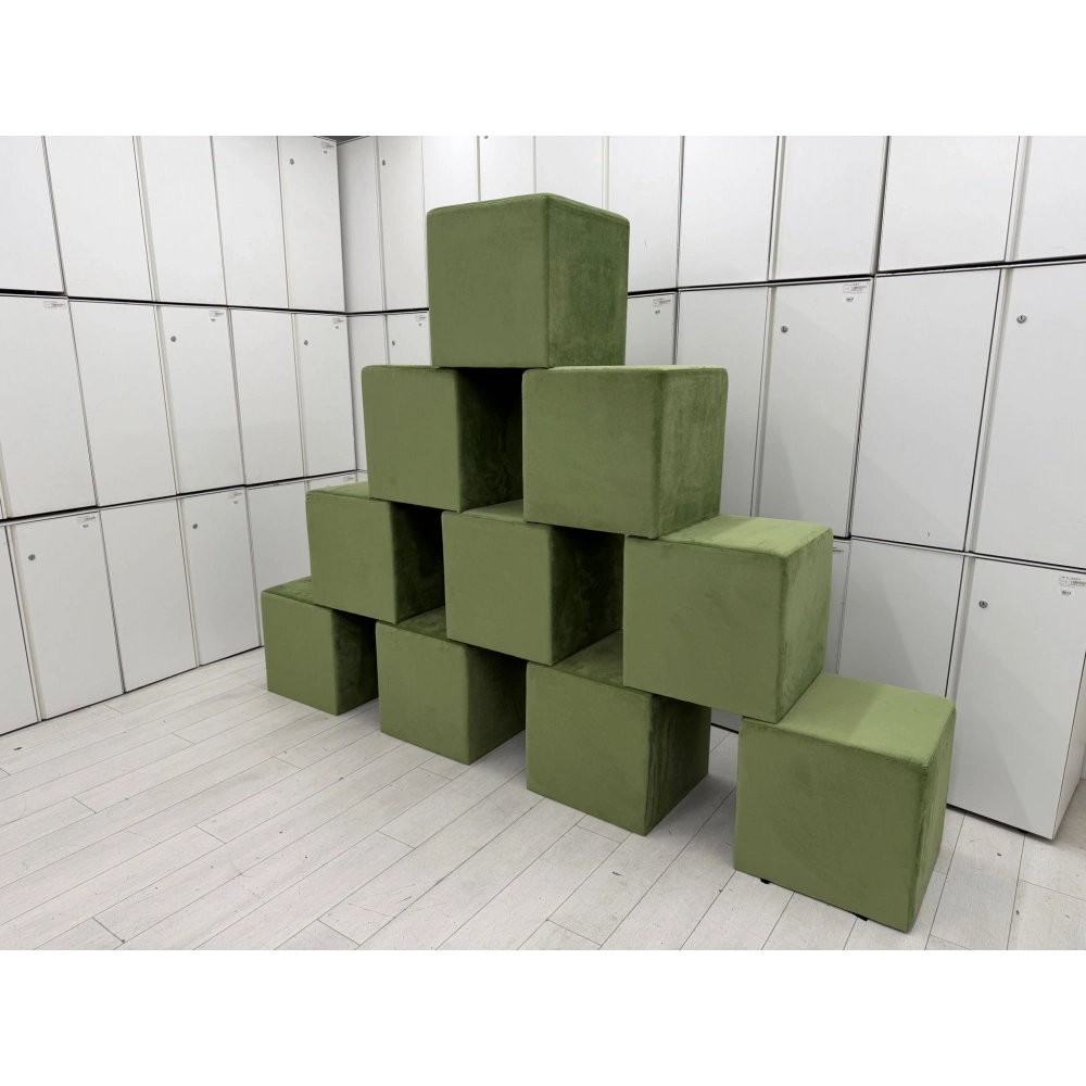 Yeşil Kadife Puf Kare Puf Koltuk Küp Minder