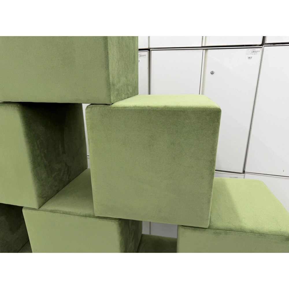 Yeşil Kadife Puf Kare Puf Koltuk Küp Minder