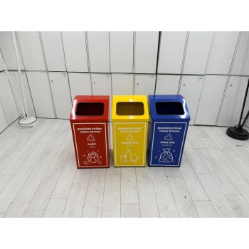 3 Lü Metal Geri Dönüşüm Kutusu Atık Kutusu